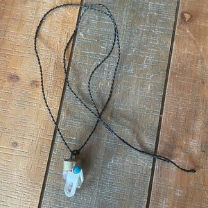 Gemstone long braided necklace with crystals brass